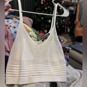 Off White Knitted Crop Top